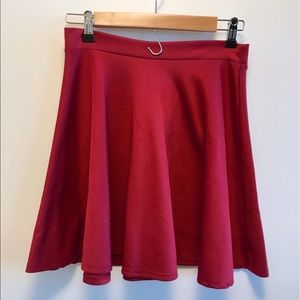 Burgundy red zip back mini Skater Skirt Necessary